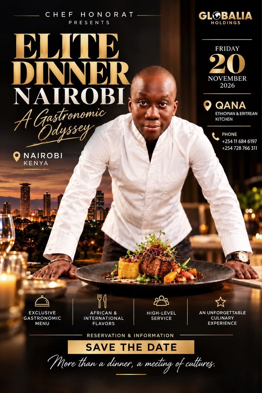 Elite Dinner Nairobi poster featuring Chef Honorat